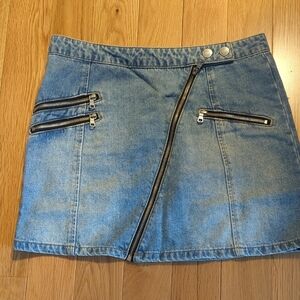 Forever 21 Blue Denim Mini Skirt with Zipper Details